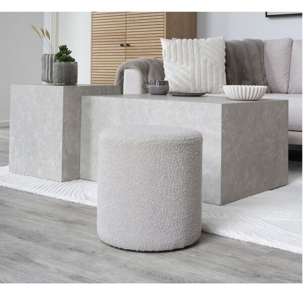 Béžový taburet z textilie bouclé Ejby – House Nordic