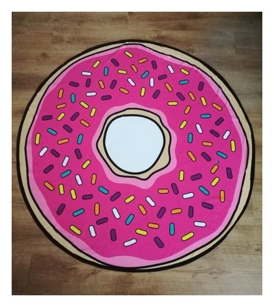Růžová dětská plážová osuška ø 150 cm Donut – JAHU collections
