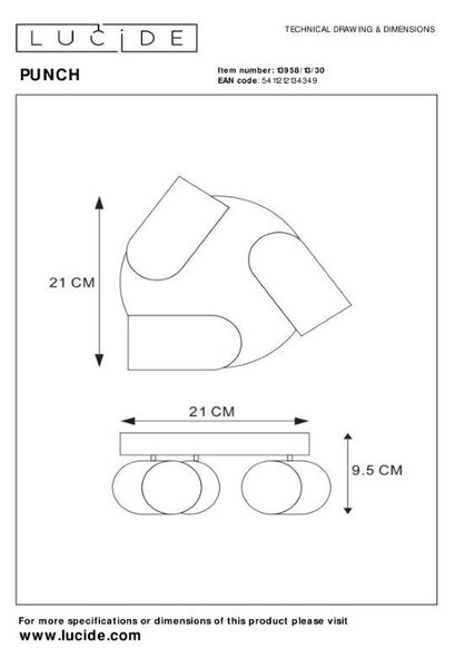 Lucide L139581330 bodové stropní svítidlo PUNCH GU10