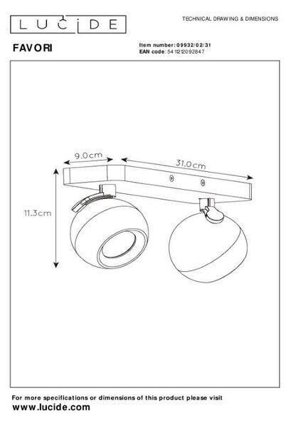 Lucide L099320231 bodové stropní svítidlo FAVORI GU10