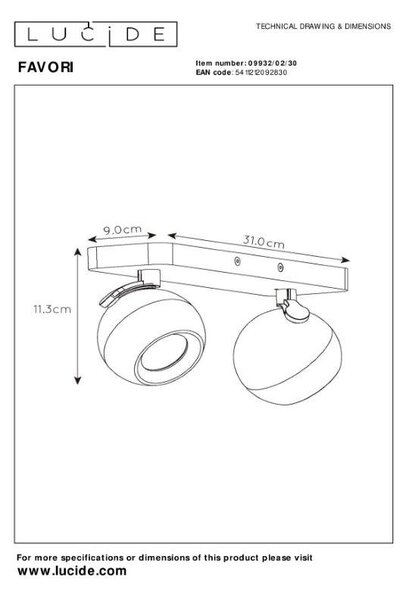 Lucide L099320230 bodové stropní svítidlo FAVORI GU10