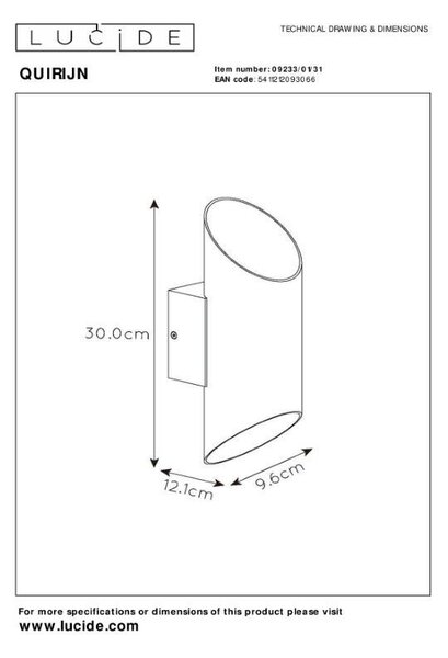 Lucide L092330131 nástěnné svítidlo QUIRIJN G9