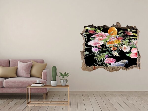 Díra 3D fototapeta nálepka Květiny a ptáci nd-k-172830209