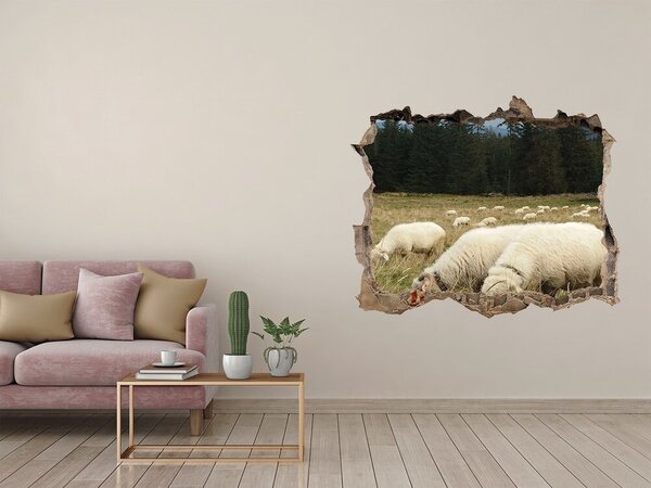 Díra 3D fototapeta nálepka Pasící se ovce nd-k-197671747
