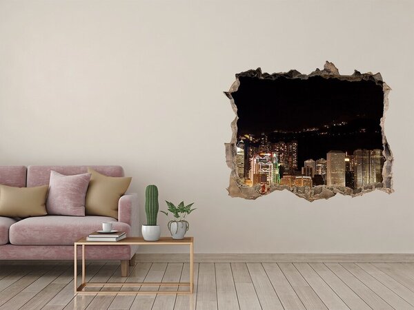 Fototapeta díra na zeď 3D Hongkong noc nd-k-25184002