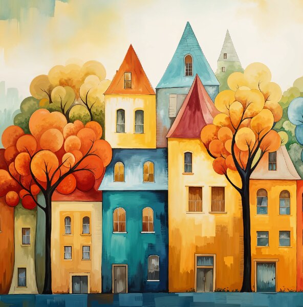 Obraz na plátně - Ulice v městečku Zalle FeelHappy.cz Velikost obrazu (šířka x výška): 120 x 40 cm