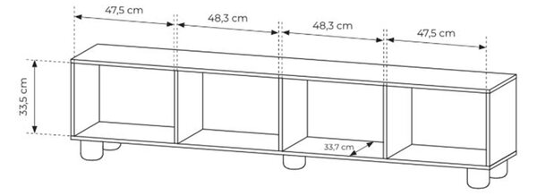 Televizní stolek Arlo 200 cm čtyřdveřový - dub vicenza