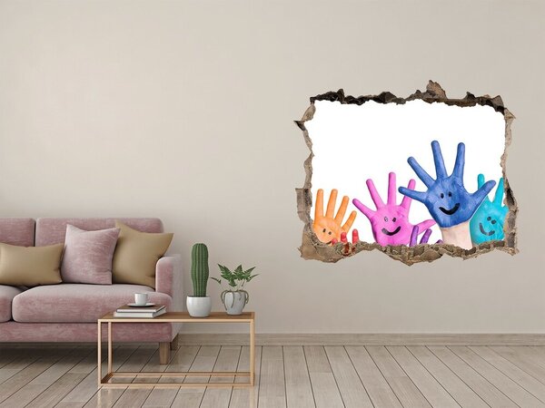 Díra 3D fototapeta nástěnná Pomalované dlaně nd-k-39483804