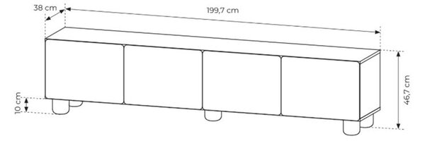Televizní stolek Arlo 200 cm čtyřdveřový - dub vicenza