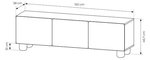 Televizní stolek Arlo 150 cm třídveřový - dub vicenza