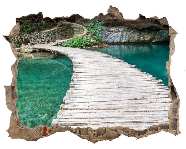 Díra 3D ve zdi nálepka Plitvická jezera nd-k-44743153