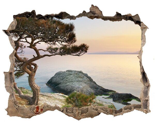 Díra 3D ve zdi nálepka Strom nad mořem nd-k-45630675