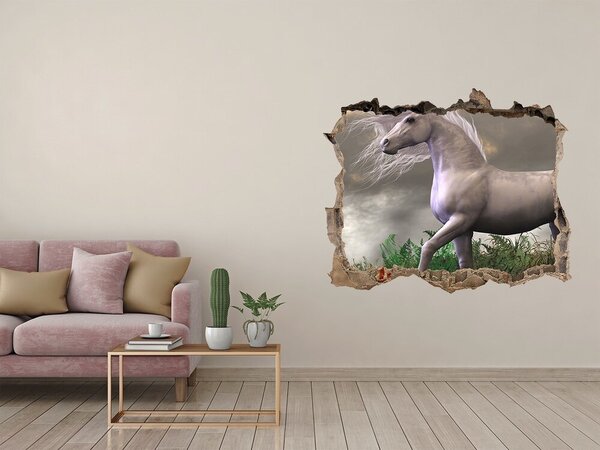 Díra 3D fototapeta nálepka Šedý jednorožec nd-k-48202053