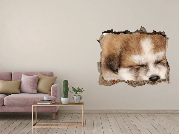 Díra 3D fototapeta nálepka Štěně Akity nd-k-49805861