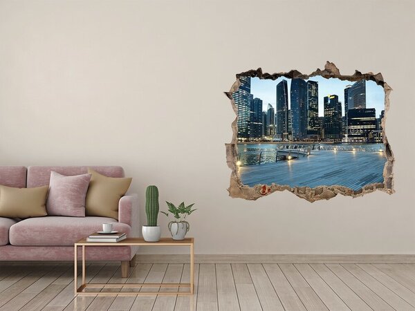 Fototapeta díra na zeď 3D Singapur noc nd-k-50961314