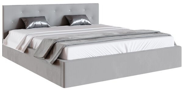 Čalouněná postel CRYSTAL šedá 90x200 s kovovým roštem