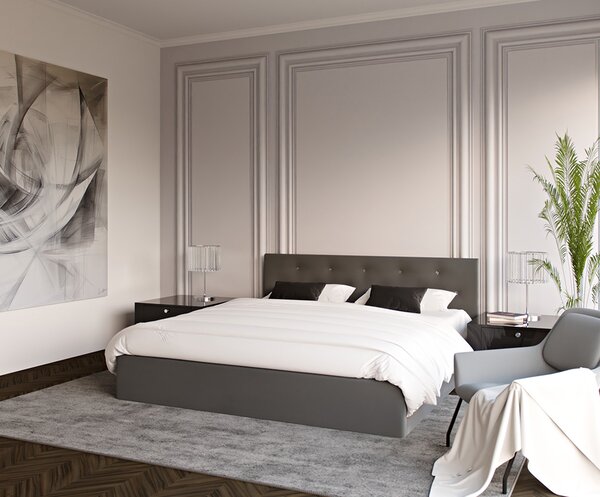 Čalouněná postel CRYSTAL grafit 120x200 s kovovým zdvižným roštem