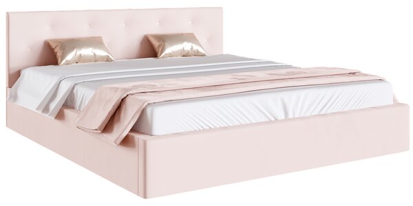 Čalouněná postel CRYSTAL růžová 90x200 s kovovým roštem