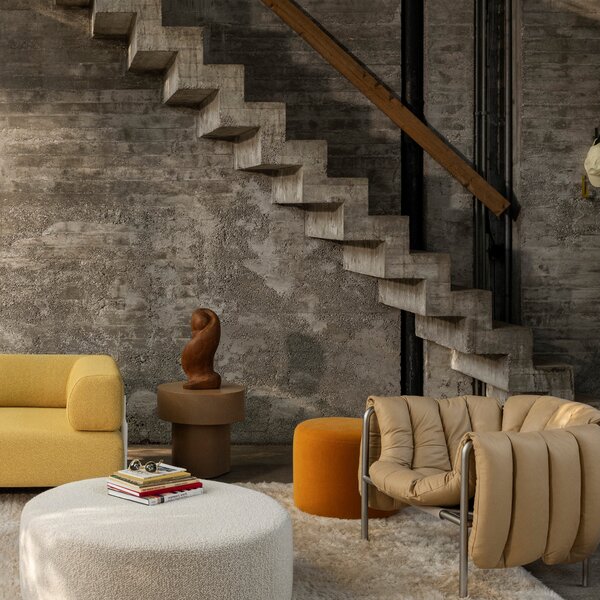 HEM Pouf Bon Round, Eggshell