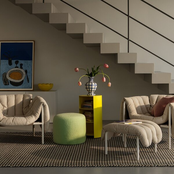 HEM Pouf Bon Round, Eggshell