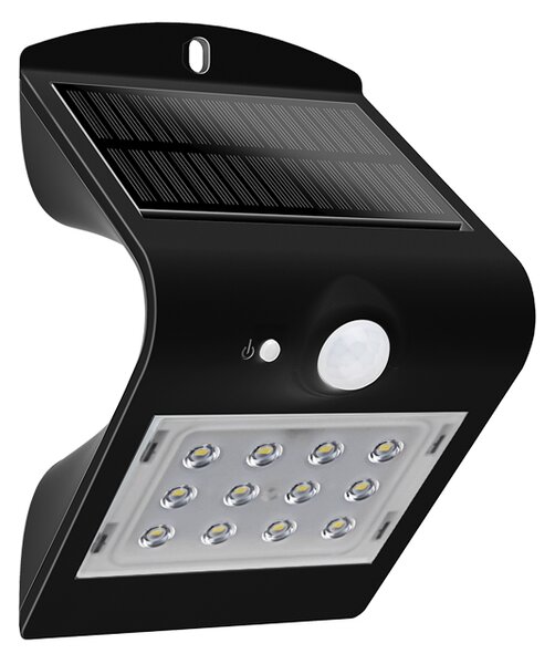 ACA Lighting LED solární svítidlo se senzorem pohybu 2W/4000K/220Lm/IP65/Li-on 3,7V/1200mAh, černé
