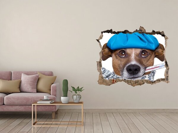 Díra 3D fototapeta na stěnu Nemocný pes nd-k-56627196