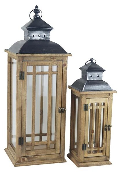 Sada 2 dřevěných luceren Morex D7214, 46,5 a 68 cm