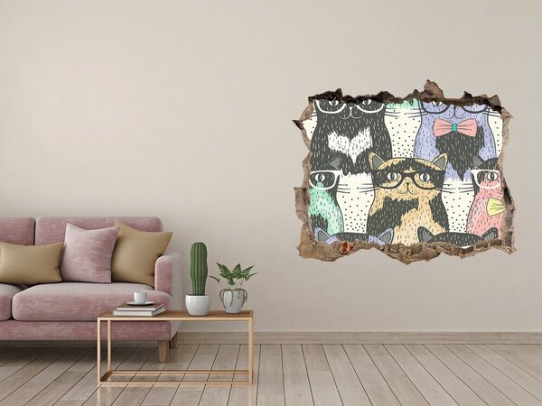 Díra 3D fototapeta nálepka Kočky v brýlích nd-k-58024892