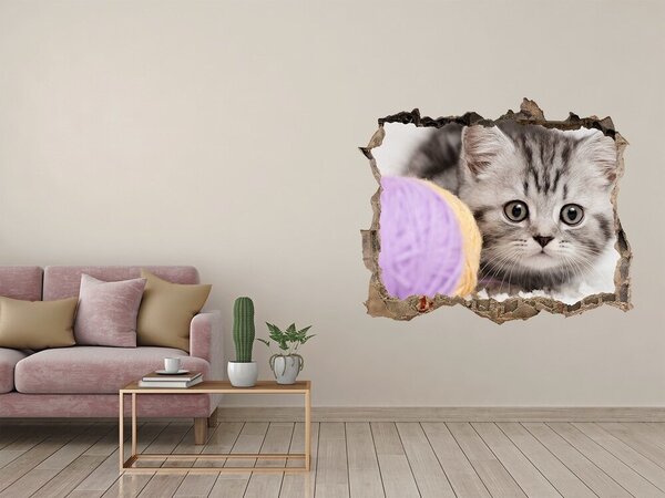 Díra 3D fototapeta nálepka Kočka nd-k-58337219