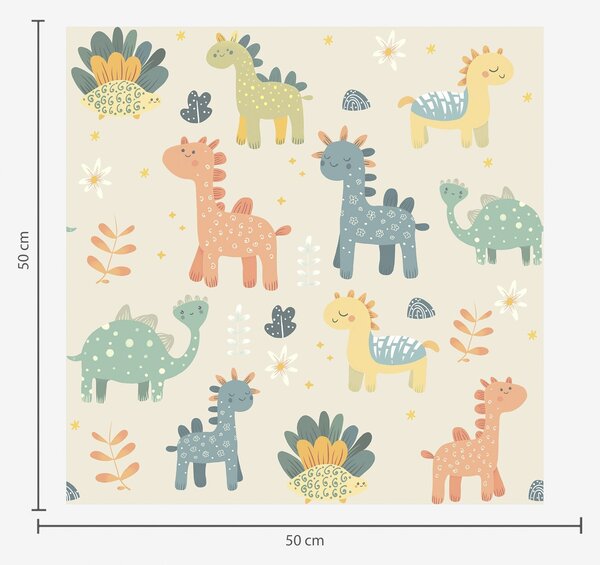Tapety Dětští dinosauři v pastelových barvách na světlém pozadí, Tapety dětské, Tapety pro dívku, a00125 : uwalls.cz