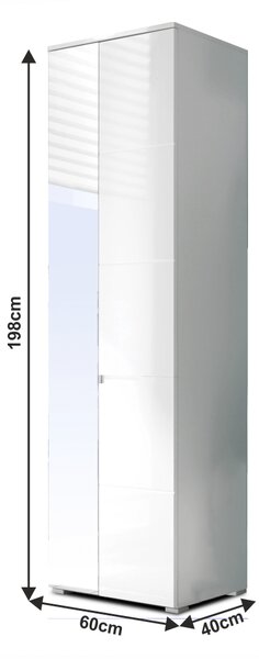KONDELA Skříň, bílá extra vysoký lesk, SPACE