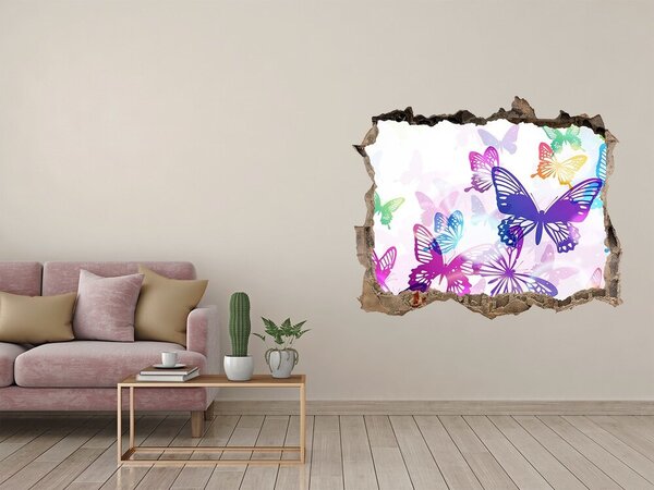 Díra 3D fototapeta na stěnu Barevní motýli nd-k-60051667