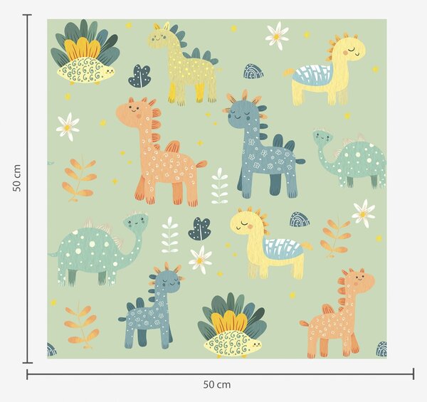 Tapety Zábavní dinosauři v jemné zelené paletě na světlém pozadí, Tapety dětské, Tapety pro chlapce, a00125v1 : uwalls.cz