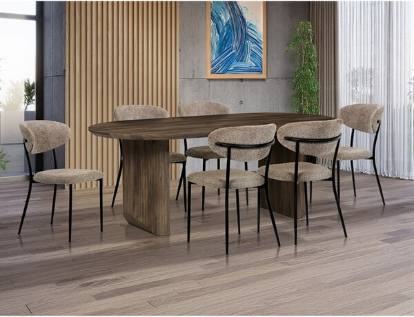 Jídelní stůl SORETO — 200x100x77 cm, MDF, dekor dub/ ořech Světle hnědá