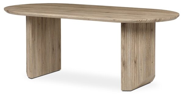 Jídelní stůl SORETO — 200x100x77 cm, MDF, dekor dub/ ořech Světle hnědá