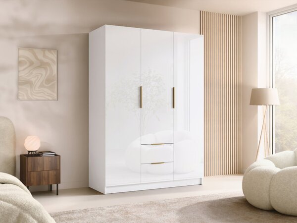 Šatní skříň Cumair I 150 Gloss, Barva: bílá / lesk bílý + černá 5903211510151