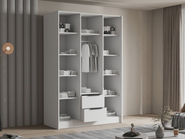 Šatní skříň se zrcadlem Cumair II 150 Gloss, Barva: bílá / lesk bílý + černá 5903211510175