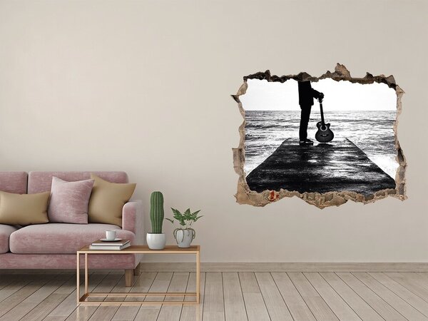 Fototapeta díra na zeď Kytarista na molo nd-k-62226086