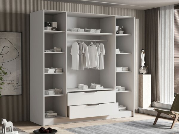 Šatní skříň Betaso I 200 Gloss, Barva: bílá / lesk bílý + černá 5903211510199