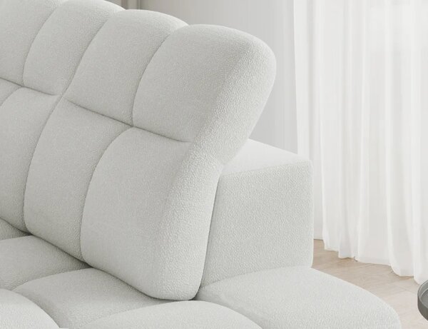 Rohová sedací souprava Bronon s funkcí spaní a úložným prostorem, bílý velur, pravé provedení