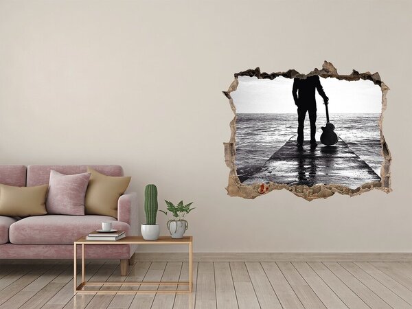 Fototapeta díra na zeď Kytarista na molo nd-k-62321839
