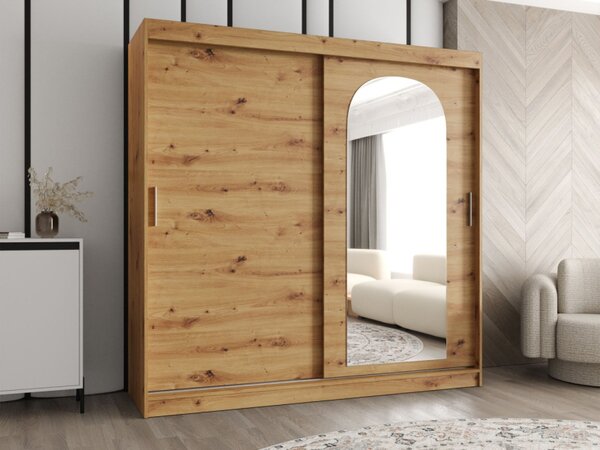 Šatní skříň se zrcadlem Kreloin 200, Barva: černá, Zásuvky: Ne 5903211418136