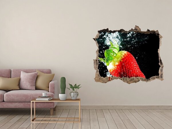 Nálepka 3D díra na zeď Jahoda pod vodou nd-k-62651874