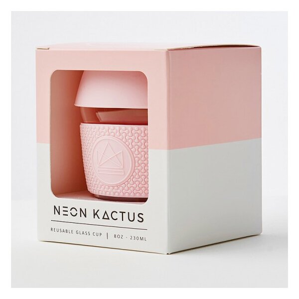 Neon Kactus Skleněný termohrnek na kávu, 230ml, Neon Kactus, růžový