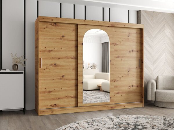 Šatní skříň se zrcadlem Kreloin 250, Barva: černá, Zásuvky: Ne 5903211418174