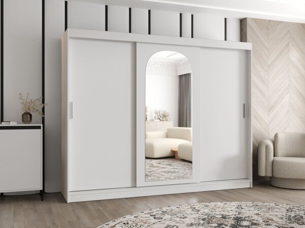 Šatní skříň se zrcadlem Kreloin 250, Barva: černá, Zásuvky: Ne 5903211418174