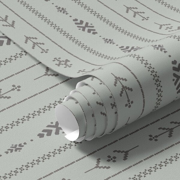 Tapety Etnický motiv se vzory v šedé a mátové barvě, Tapety geometrie, Tapety pruhy, a00138 : uwalls.cz