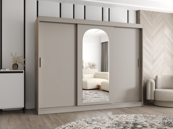 Šatní skříň se zrcadlem Kreloin 250, Barva: černá, Zásuvky: Ne 5903211418174