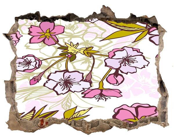 Nálepka 3D díra na zeď Květy višně nd-k-63762757