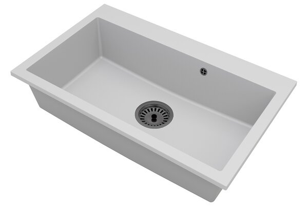 Granitový dřez ELITE bílý + sifon černý 80 x 50 x 21 cm